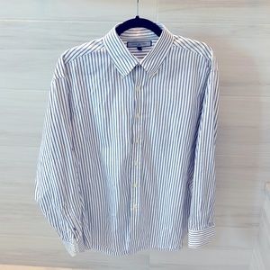 TOMMY HILFIGER Long Slve Button Dn Dress Shirt Size LARGE 16 34/35-Blue Stripe